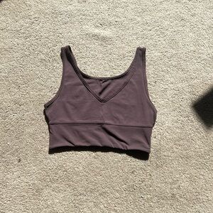 Brown V-Neck Sports Bra